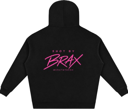 Shot By Brax hoodie, back view