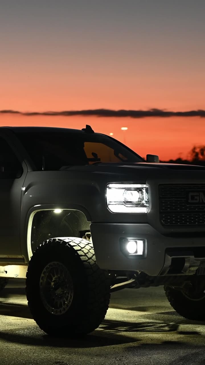 Lifted GMC truck at sunset from the Remple L5P shoot